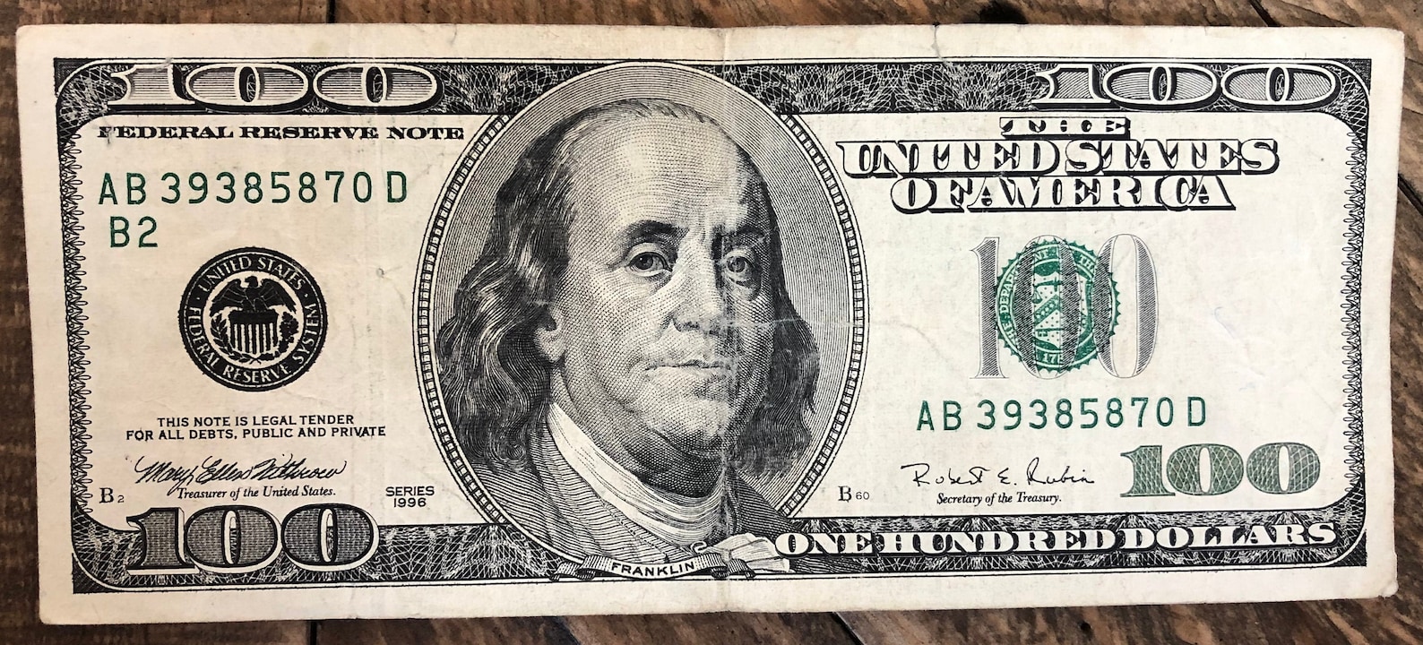 100 Dollar Federal Reserve Note Series 1996 circulated Etsy