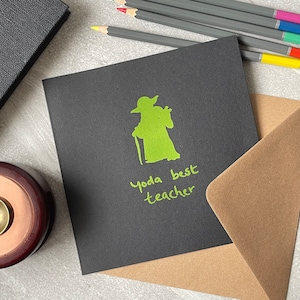 Meilleure carte Yoda | Guerres des étoiles | de remerciements | Anniversaire | carte de voeux | Enseignants | Personnalisé - REVÊTEMENT FAIT MAIN
