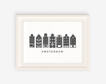 Amsterdam Print Houses Netherlands Moving Art Print City Travel Nordic Home Wall Decor Scandinavian Art Love You Amsterdam