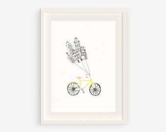 Amsterdam Print Bicycle Houses Netherlands Moving Art Print City Travel Nordic Home Wall Decor Scandinavian Art Love You Amsterdam