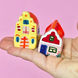 Cute handmade tiny ceramic Dutch canal house