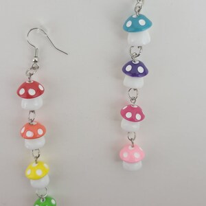Mushroom Earrings, cottagecore mushroom earrings, cottagecore earrings, rainbow earrings, rainbow mushroom earrings, gift for her