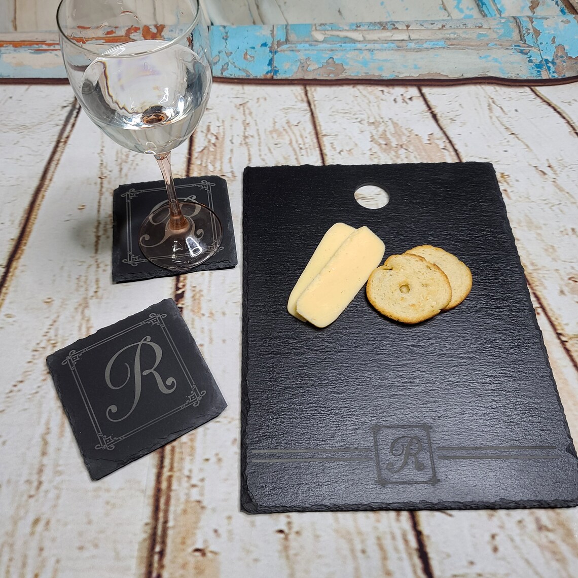 Personalized Slate Cheese Board and Coaster Set Serving Etsy Italia