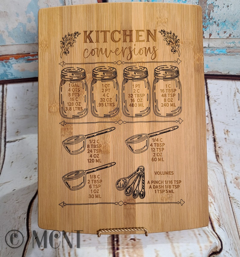 Kitchen Conversion Cutting Board Laser Engraved Kitchen Etsy