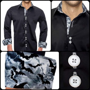 Black Halloween Mens Dress Shirts - Made To Order in USA