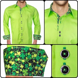 Light Green St Patrick&#39;s Day Men&#39;s Designer Dress Shirt - Made To Order in USA