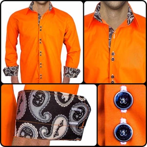 Orange Halloween Designer Dress Shirt Made To Order in USA image 1