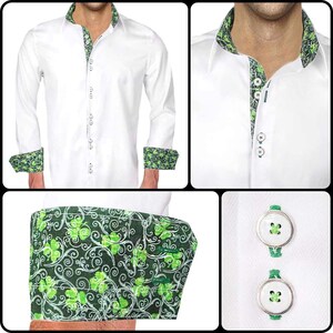 White St Patrick&#39;s Day Men&#39;s Designer Dress Shirt - Made To Order in USA