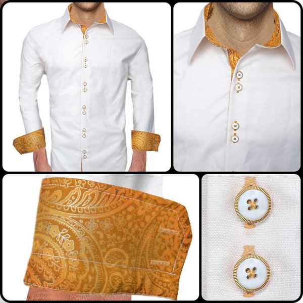 Mens Gold Dress Shirt Etsy