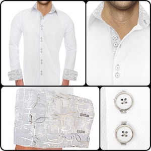 White with Silver Dress Shirts - Made To Order in USA