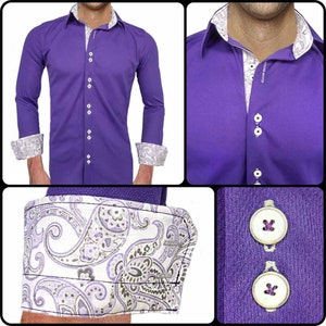 Lila mit weißen Kleid Shirts - Made in USA