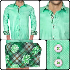 Green St Patrick&#39;s Day Men&#39;s Designer Dress Shirt - Made To Order in USA