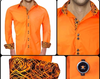 Burnt Orange Mens Dress Shirt - Etsy 