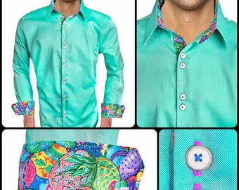mens easter dress shirts The Hadley Shirt in Easter Blue Plaid by Southern Point Co. Blue / S