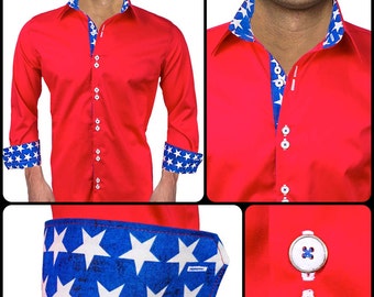 Men's Patriotic Designer Dress Shirt  - Made To Order in USA
