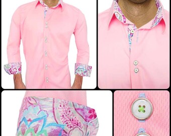 Light Pink Paisley Dress Shirts - Made in USA