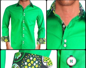 St Patrick&#39;s Day Men&#39;s Designer Dress Shirt - Made To Order in USA