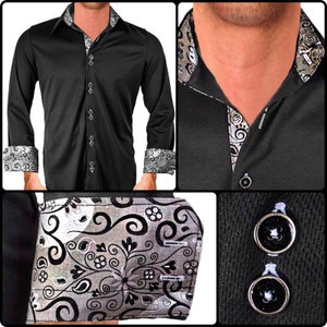 Black with Gray Moisture Wicking Dress Shirt - Made in USA