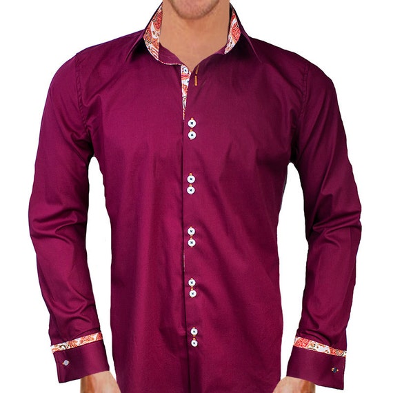 burgundy color dress shirt Athletic Fit Dress Shirt in Burgundy L