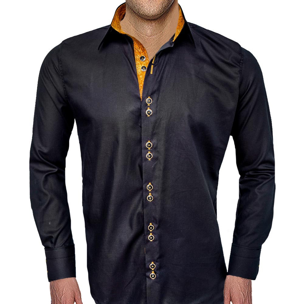 Black with Gold Dress Shirts - Made to Order in USA