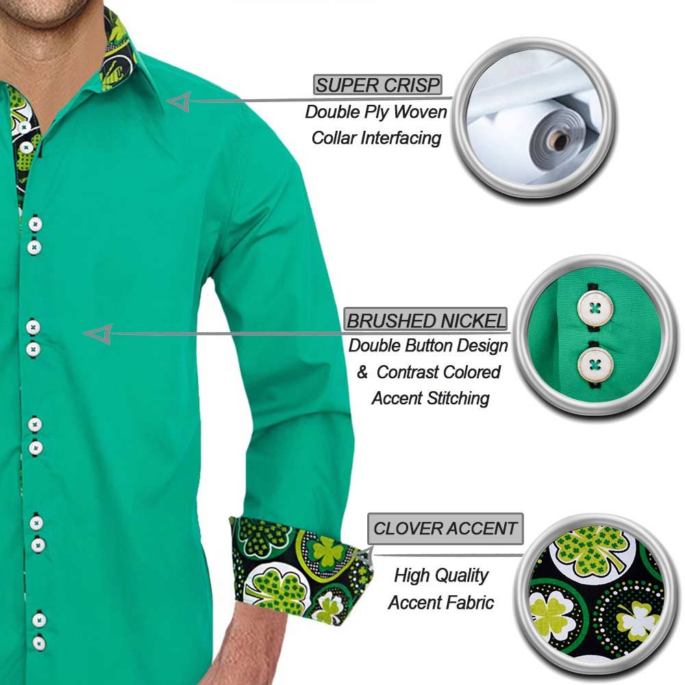 Green Shamrock Dress Shirt - Made To Order in USA