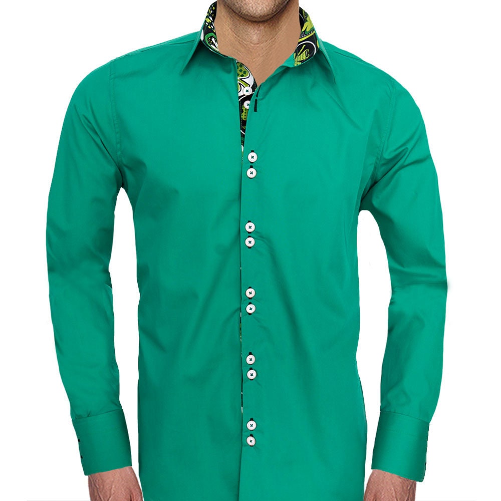 Green Shamrock Dress Shirt - Made To Order in USA