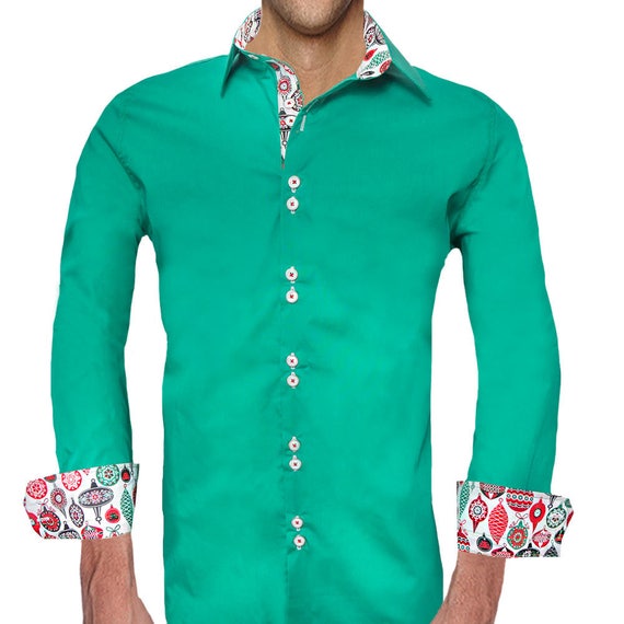 Green and Red Christmas Accent Dress Shirts - Made in The USA