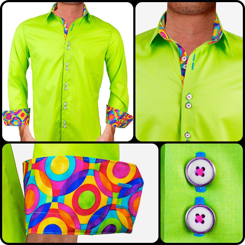 Lime Green Men's Dress Shirt Made to Order in USA Etsy