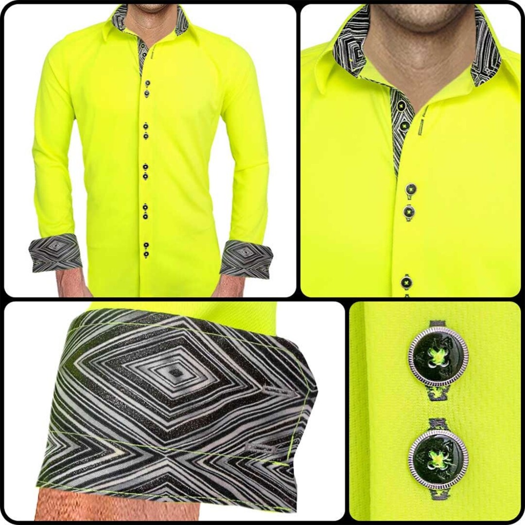 Neon Yellow Mens Shirts Made in USA Etsy