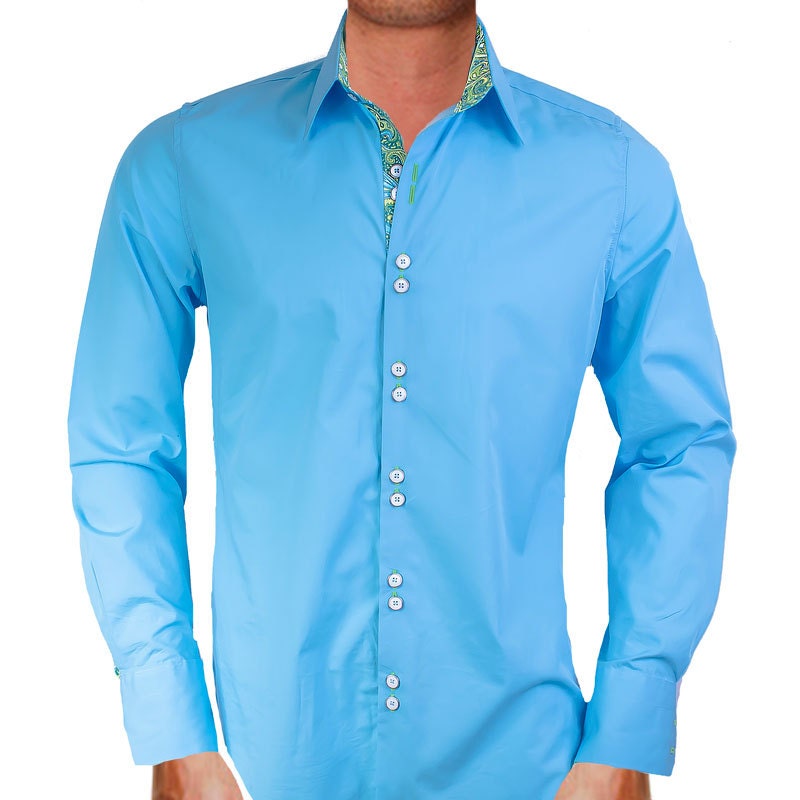 Light Blue With Purple Paisley Men's Designer Dress Shirt - Etsy