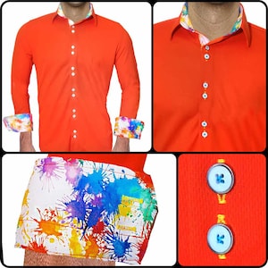 Bright Orange Designer Dress Shirt - Made To Order in USA