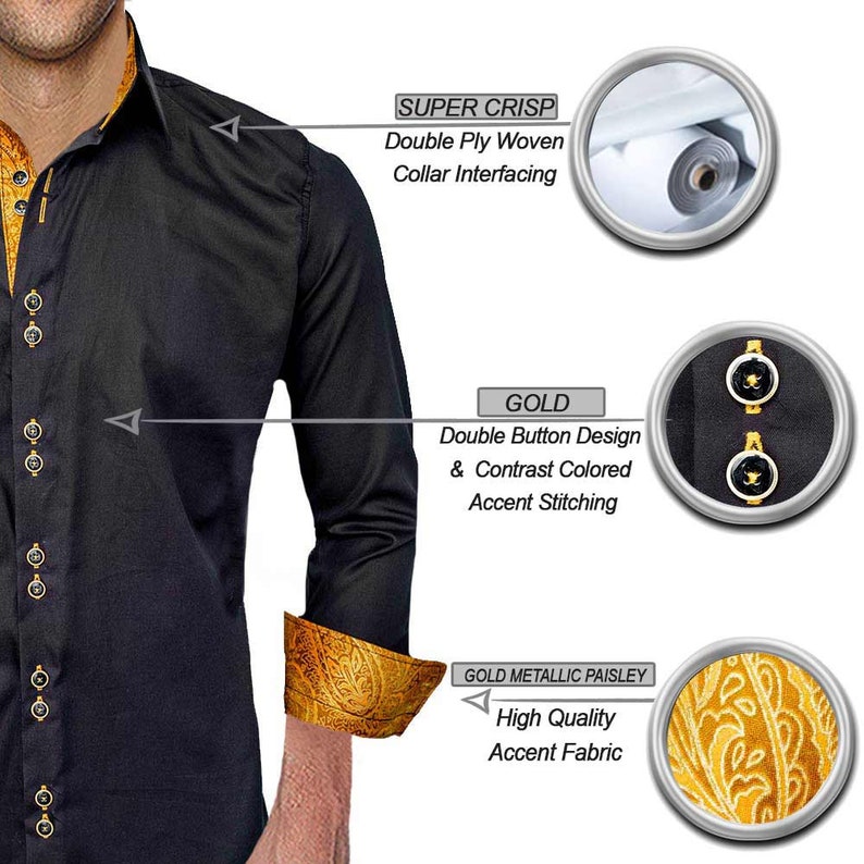 Black With Gold Dress Shirts Made to Order in USA Etsy