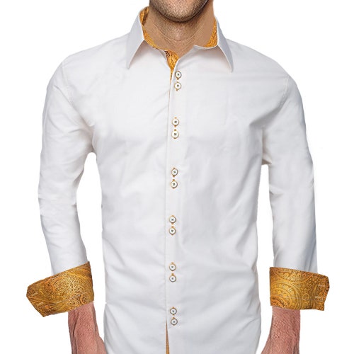 men's cream dress shirt Marquis Mens Slim Fit Off White Cotton Blend Dress Shirt, 18 1/2 / 36/37