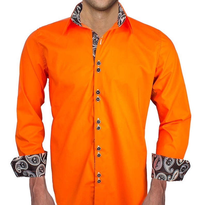 Orange Halloween Designer Dress Shirt Made To Order in USA image 2