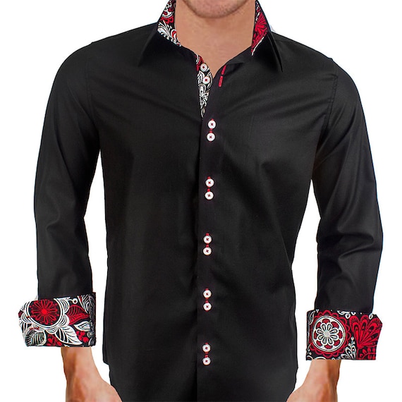 Black red dress shirt hotsell