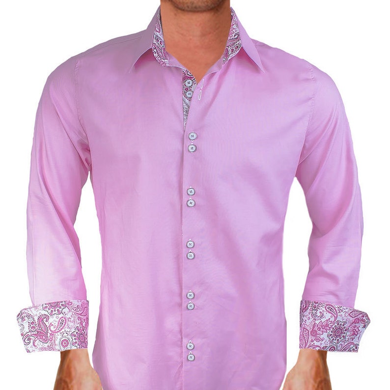 Pink Paisley Men's Designer Dress Shirt Made to Order in Etsy
