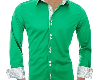 Green With White Moisture Wicking Dress Shirt - Made in USA - Etsy