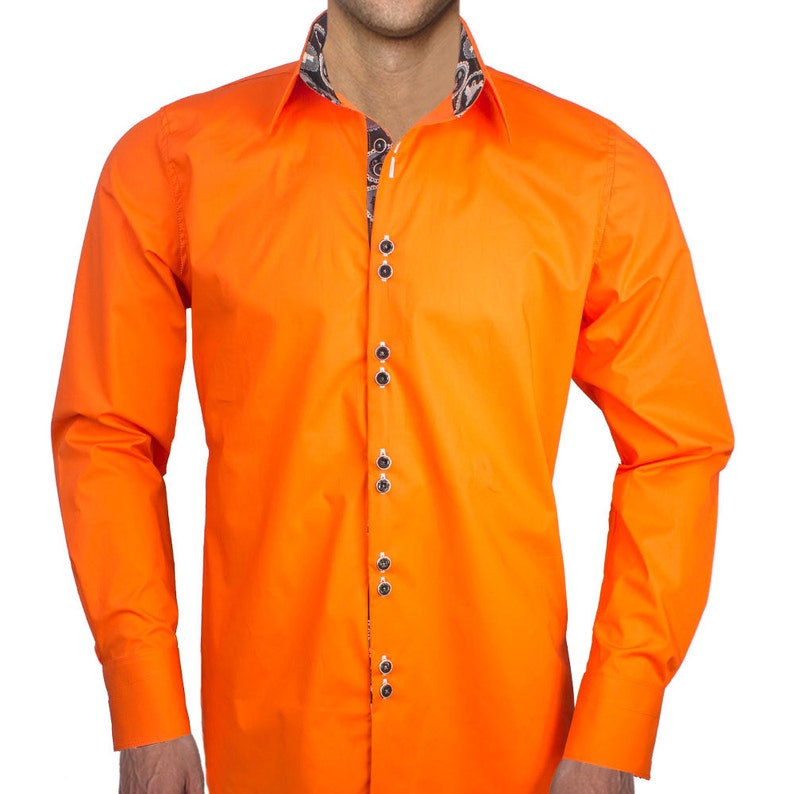 Orange Halloween Designer Dress Shirt Made To Order in USA image 4