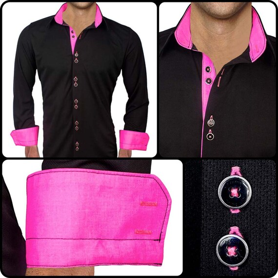 Noir avec chemise rose fluo Fabrique aux Etats Unis Etsy France
