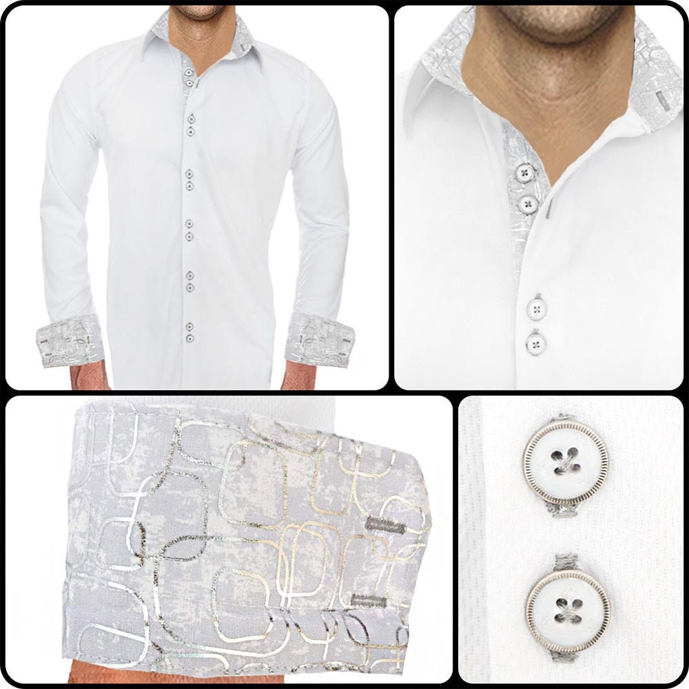 white and silver dress shirt White Stallion Men's Embroidered Pearl Snap Shirt Leyoma XXL