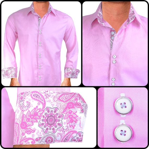 Mens pink paisley western best sale shirt