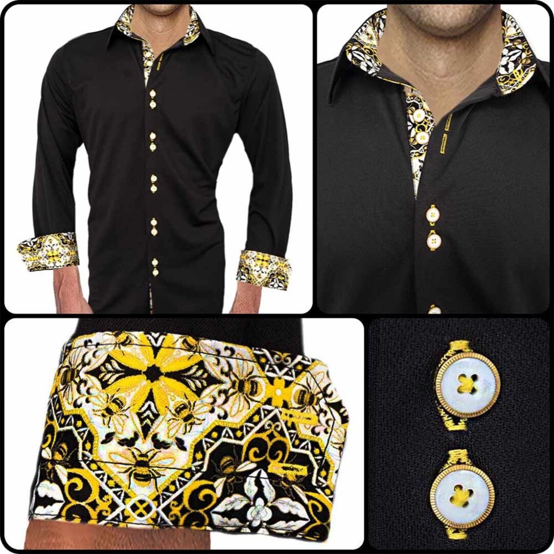 Black and Yellow Dress Shirts Made in USA Etsy