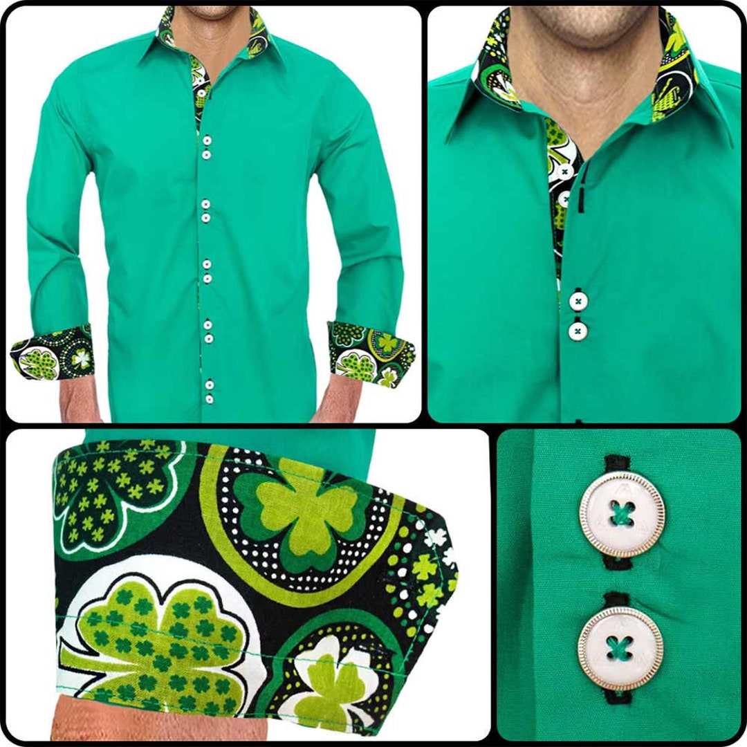 Green Shamrock Dress Shirt - Made To Order in USA