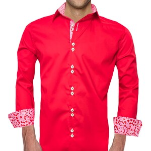 Red and Pink Valentines Day Dress Shirts - Made To Order in USA