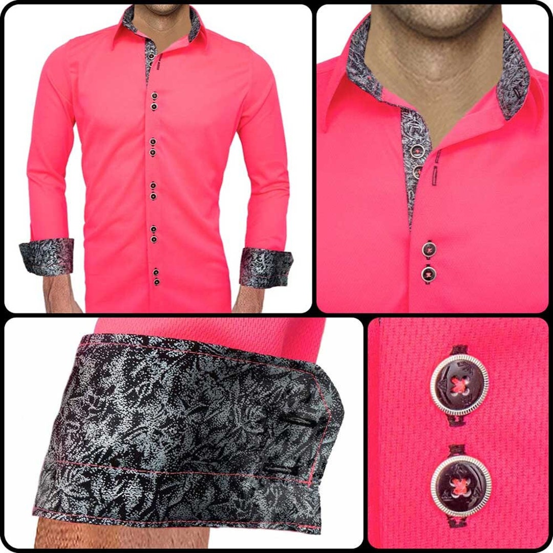 Hot Pink Mens Shirts Made in USA Etsy