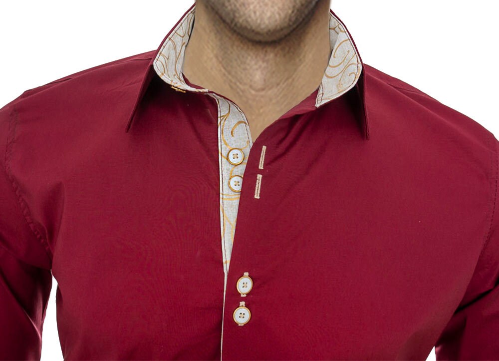 Burgundy and sales white dress shirt