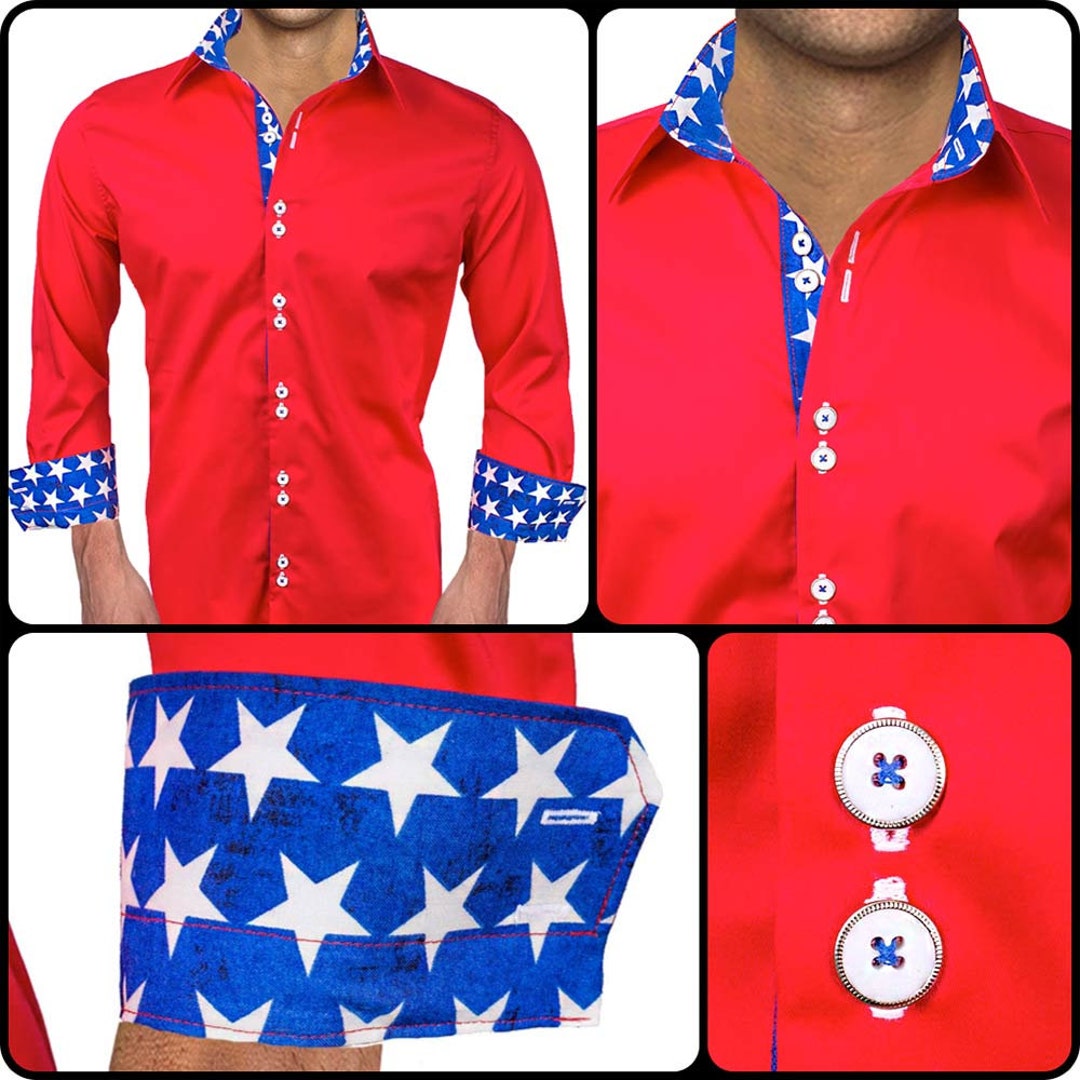Men's Patriotic Designer Dress Shirt Made to Order in USA Etsy