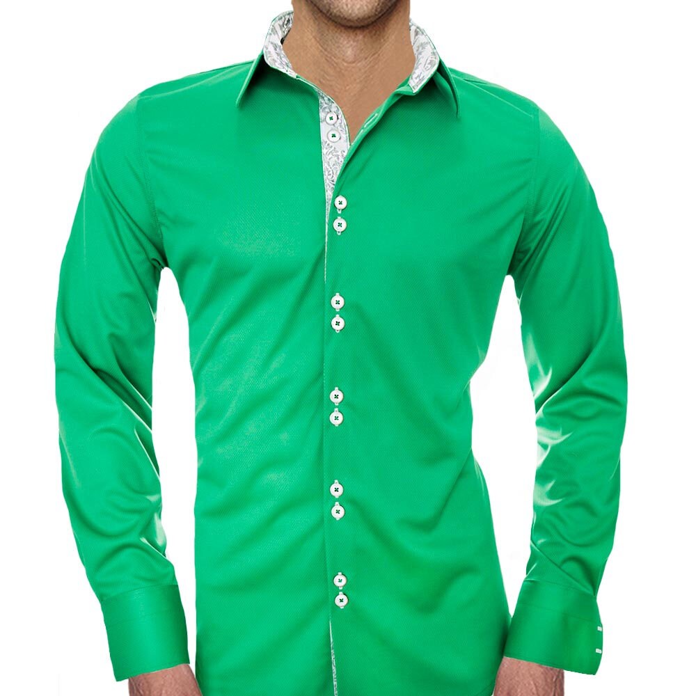Green With White Moisture Wicking Dress Shirt - Made in USA - Etsy