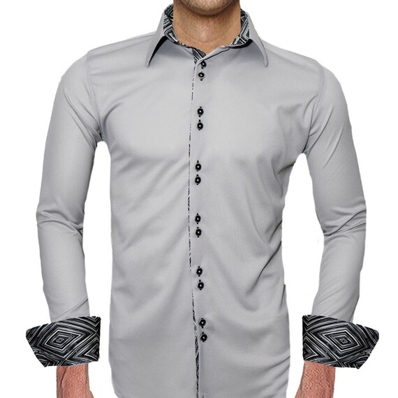 Grey With Black Dress Shirts - Made in the USA - Etsy Israel