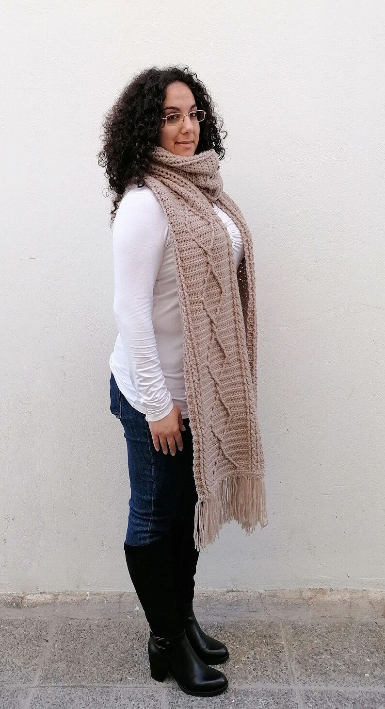 Crochet Pattern Cables Scarf Long Scarf Chunky Scarf Pattern Women/'s Scarf Diamonds and Cables Scarf Bulky Scarf Boho Scarf